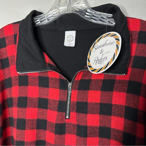 Buffalo Plaid Front zip long sleeve top X-Large - Picture 4 of 6